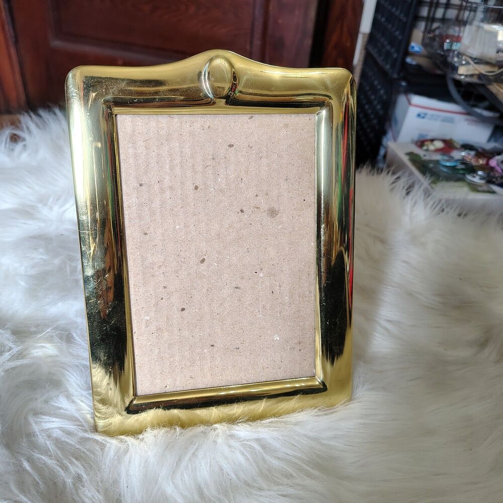 VTG 1980s Brass Picture Frame Retro Vanity Decor